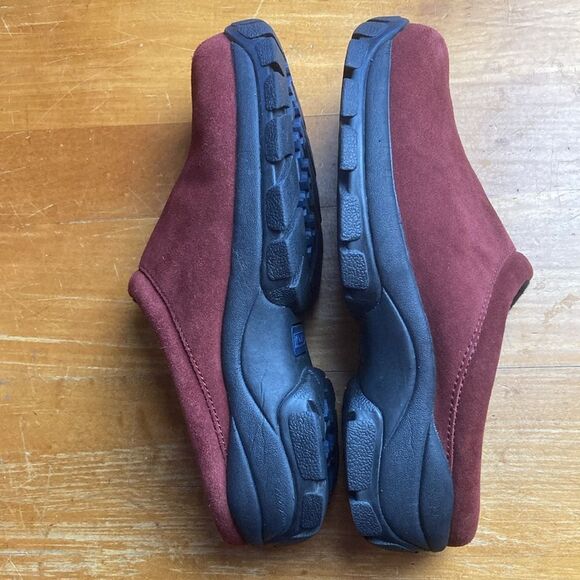 Lands End 86166 Womens Size 7B Dark Red Suede Leather Slides Clogs Slippers - Picture 5 of 11